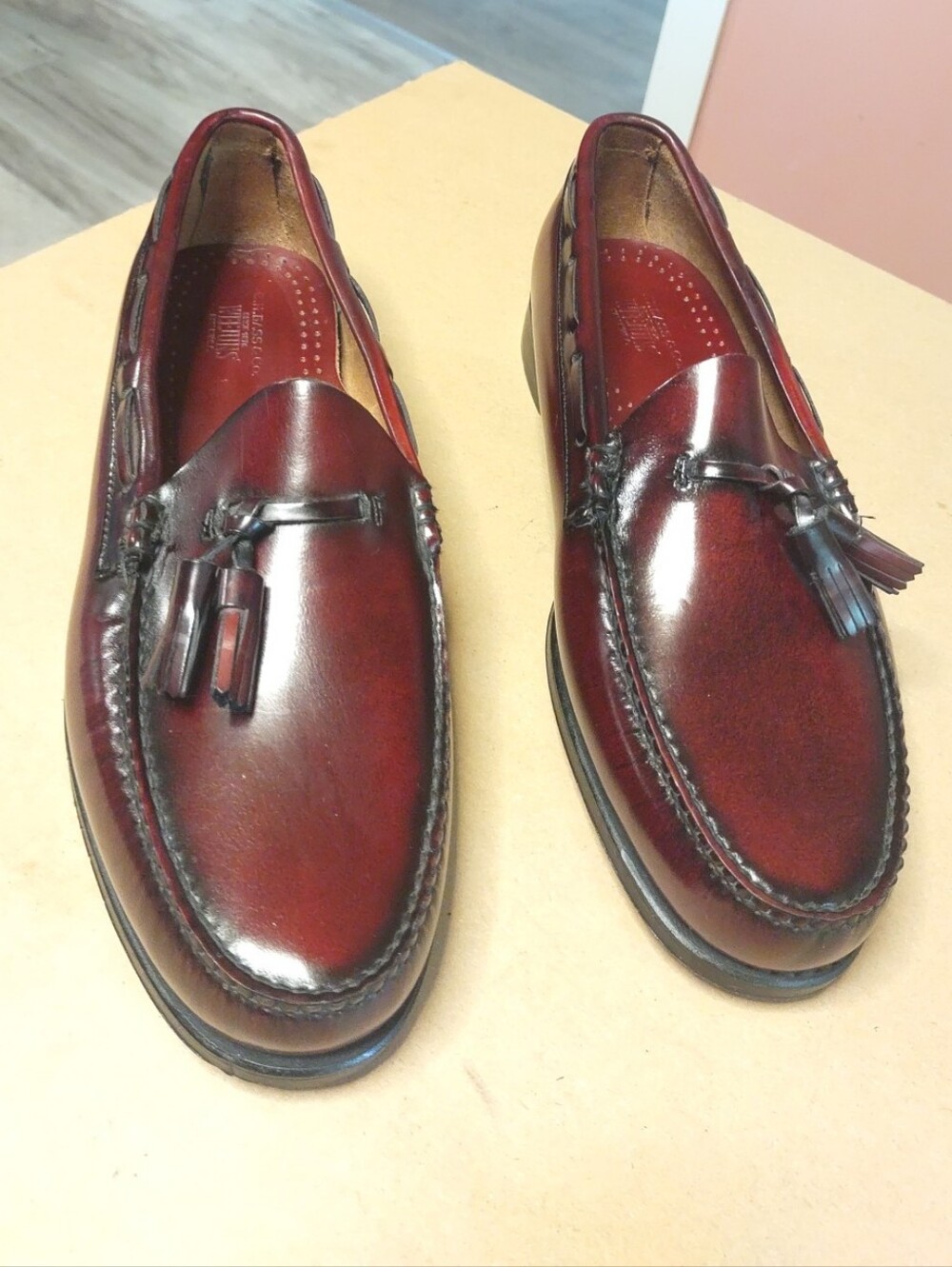 Men's G.H Bass & Co. Leather Tassel Loafers in Burgundy Sz 11.5 D USA Made